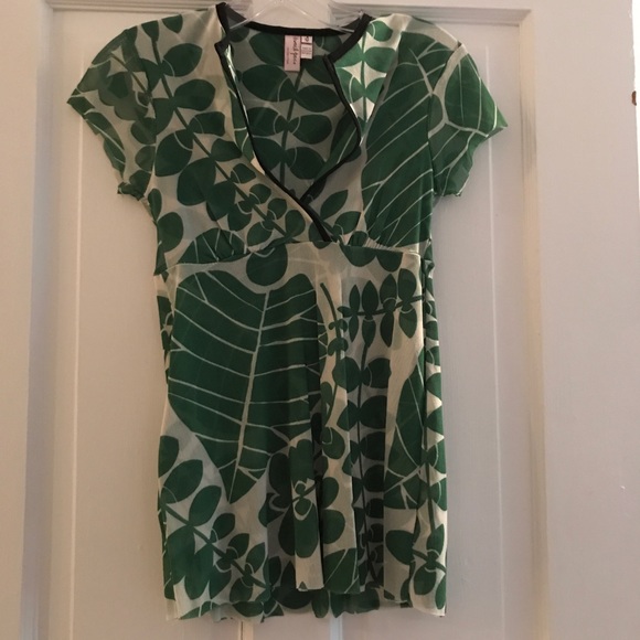 Green and white Print Shirt - Picture 1 of 6